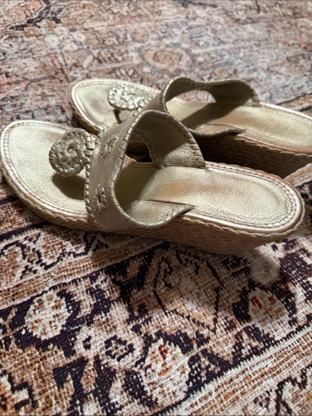 Jack Rogers Metallic Gold Wedge Sandals